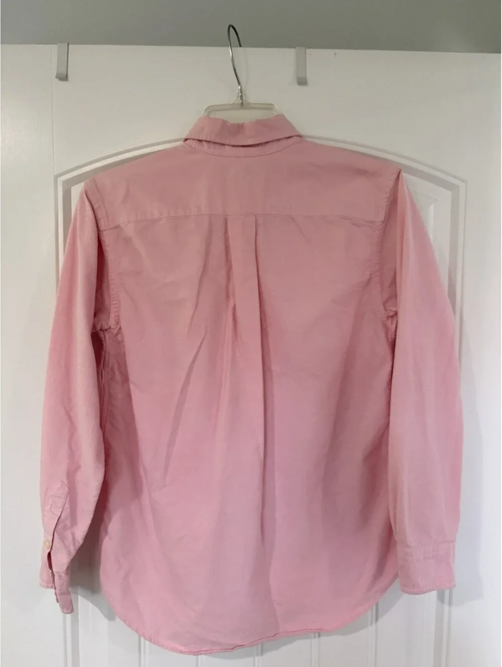 Ralph Lauren Boys Size 16 Solid Pink Logo Long Sleeve Button-Down Shirt
